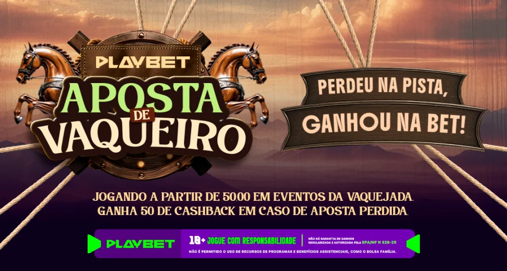 Imagem ilustrativa a PlayBet para a ação de cashback na Vaquejada