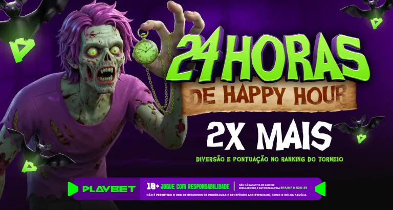 Happy Hour PlayBet: 24h de pontuação dupla no Torneio de Halloween