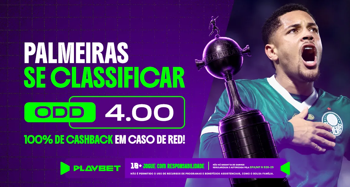 Imagem ilustrativa sobre a promoção da PlayBet para o jogo decisivo do palmeiras pela Libertadores