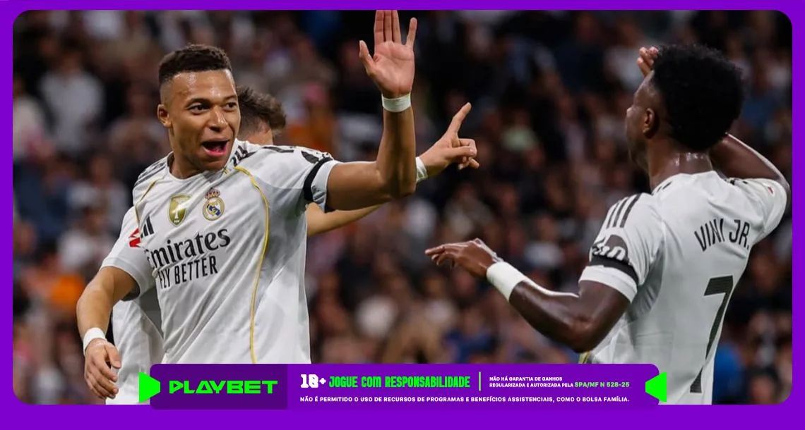 Imagem ilustrativa de Mbappé em comemoração do gol do Real Madrid. Foto: Instagram/Real Madrid