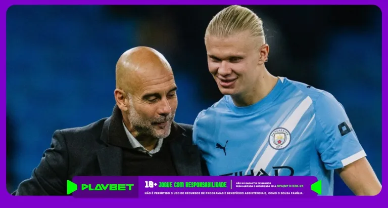 Imagem ilustrativa do técnico Pep Guardiola e o atacante Haaland, ambos do Manchester City. Foto: Instagram/City