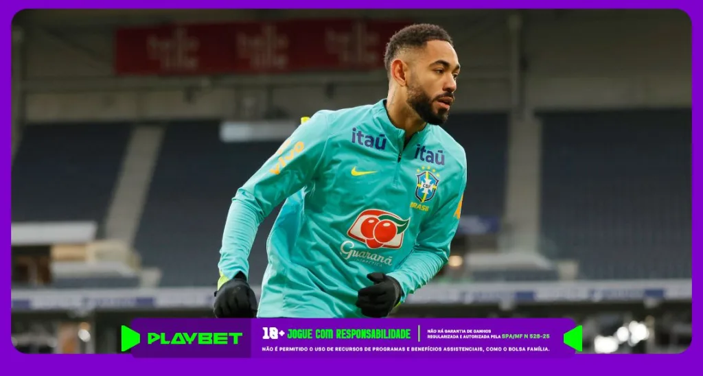 Imagem ilustrativa do atacante Matheus Cunha em treino da Seleção Brasileira. Foto: Rafael Ribeiro/CBF