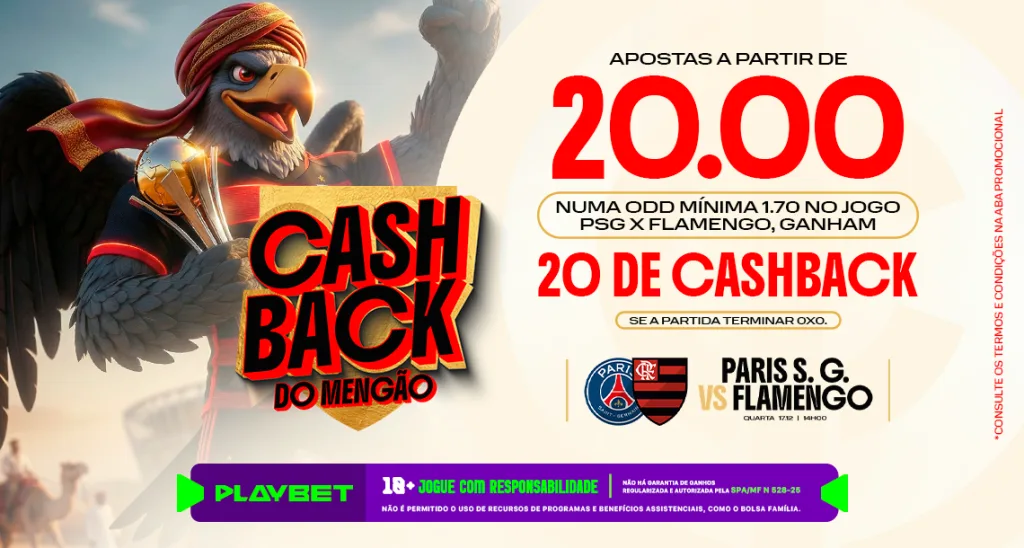 Imagem ilustrativa sobre a ação "0x0 tem cashback" da PlayBet para a Copa Intercontinental
