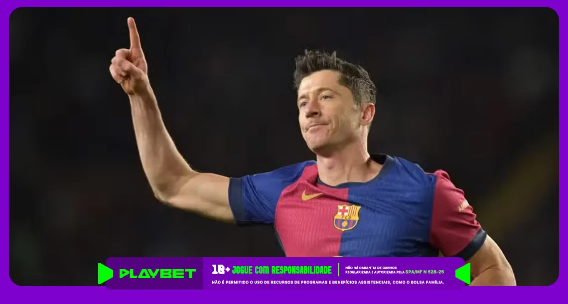 Imagem ilustrativa do atacante Lewandowski, do Barcelona. Foto: Divulgação/Barcelona