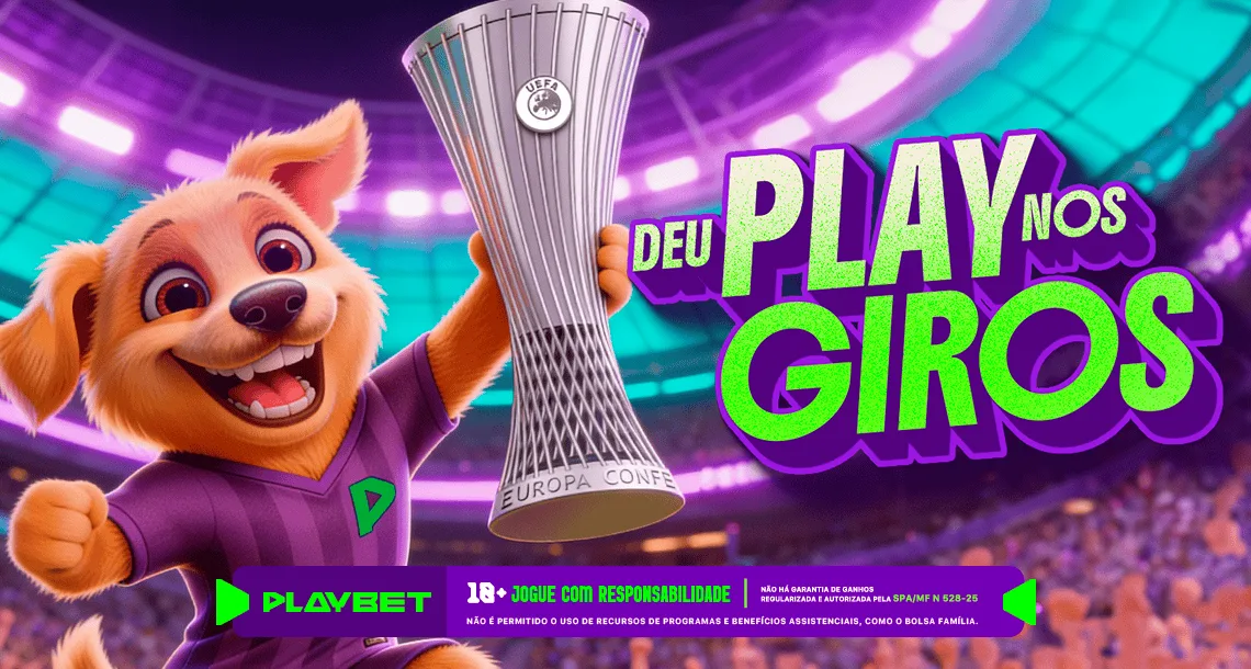 Imagem ilustrativa da ação "Deu Play nos Giros" envolvendo os jogos da Conferência League