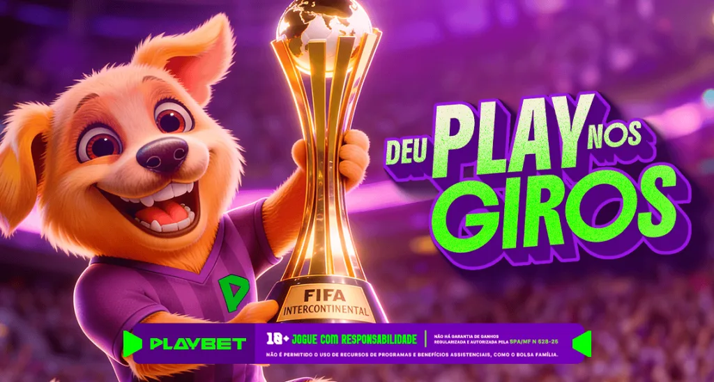 Imagem ilustrativa da ação "Deu Play nos Giros" da PlayBet, envolvendo a final da Copa Intercontinental.