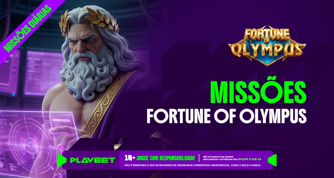 Imagem ilustrativa das Missões Play envolvendo o jogo Fortune Of Olympus na PlayBet