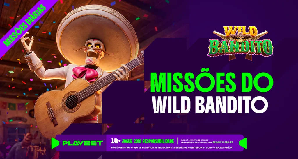 Imagem ilustrativa das Missões Play, da PlayBet, envolvendo o jogo Wild Bandito