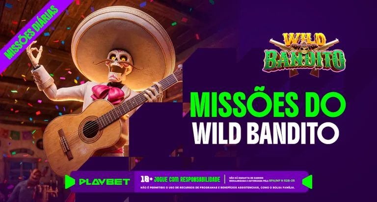 Imagem ilustrativa das Missões Play, da PlayBet, envolvendo o jogo Wild Bandito