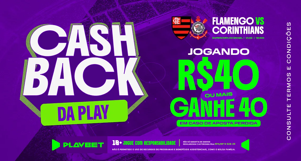 Imagem ilustrativa da promoção Cashback da Play, da PlayBet