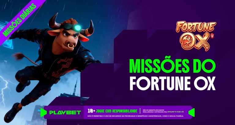 Imagem ilustrativa das Missões Play, da PlayBet, envolvendo o jogo Fortune Ox