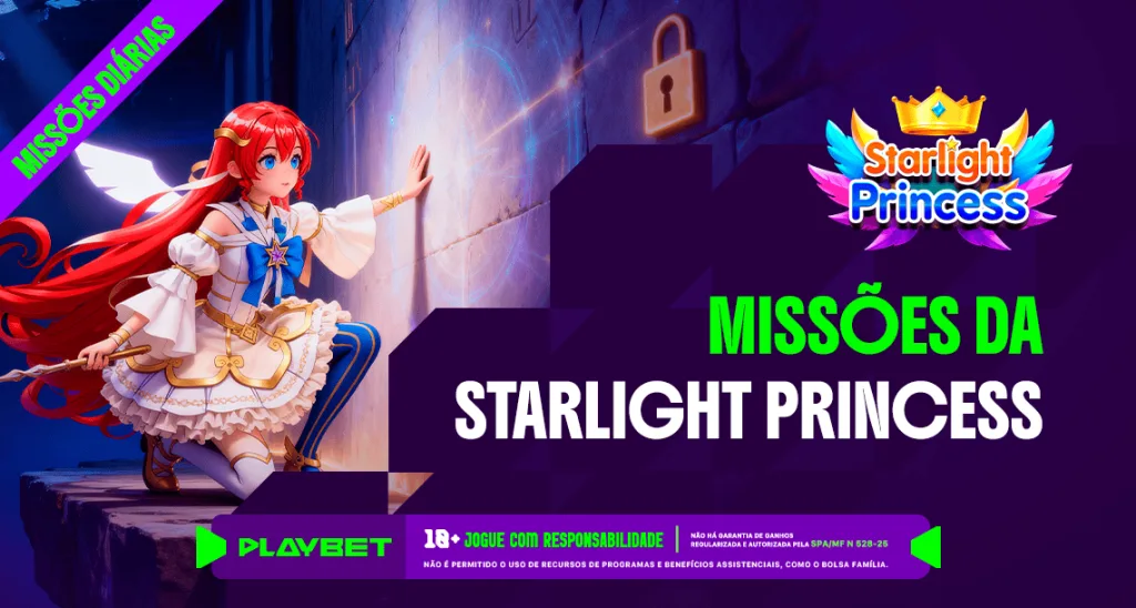 Imagem ilustrativa das Missões Play envolvendo o jogo Starlight Princess, na PlayBet