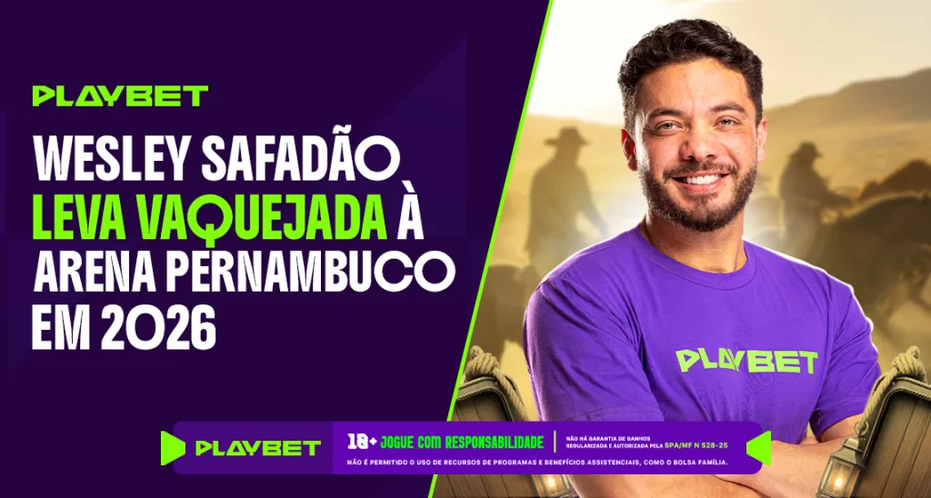 Imagem ilustrativa de Wesley Safadão e do anúncio da vaquejada na Arena Pernambuco