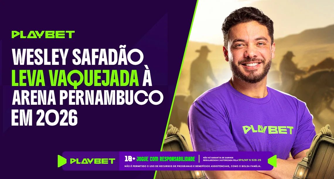 Imagem ilustrativa de Wesley Safadão e do anúncio da vaquejada na Arena Pernambuco