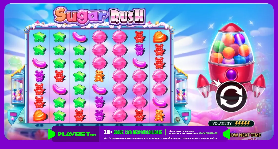 Imagem ilustrativa do jogo Sugar Rush, disponível na Play.Bet.br