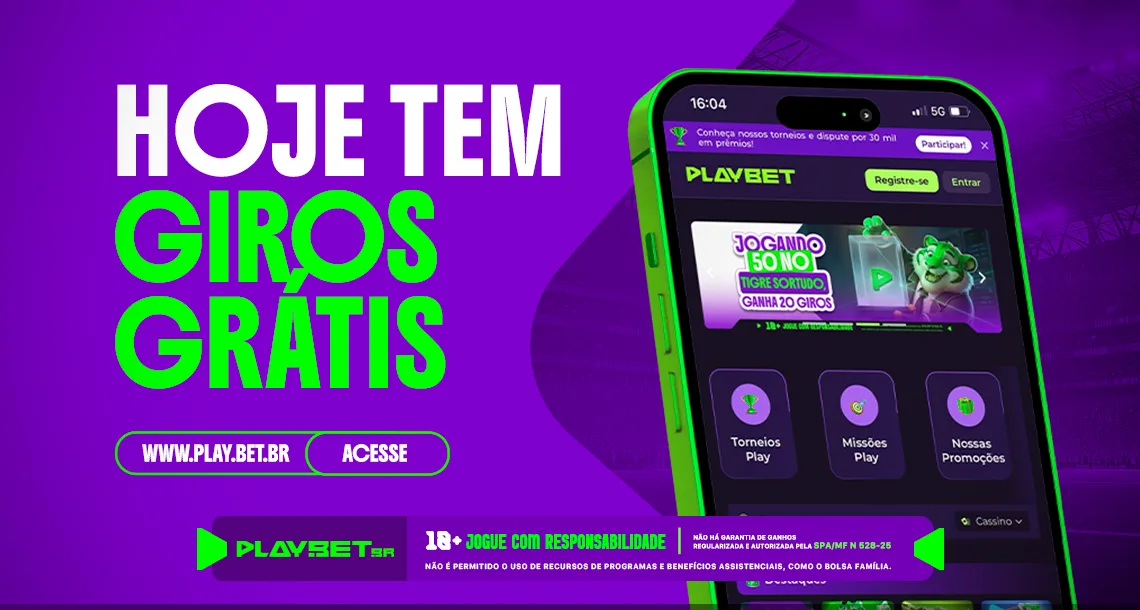 Imagem ilustrativa da promoção "Giros Grátis", disponível na Play.Bet.Br