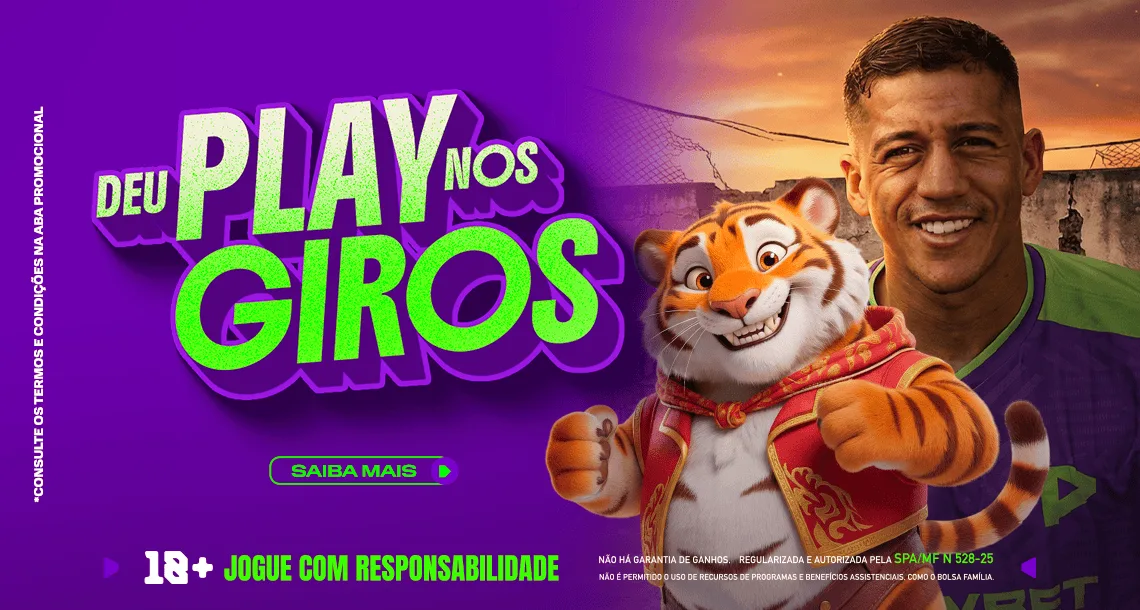 Imagem ilustrativa da promoção Deu Play nos Giros, da PlayBet