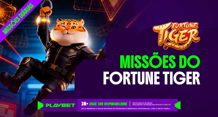 Imagem ilustrativa das Missões Play, da PlayBet, envolvendo o jogo Fortune Tiger