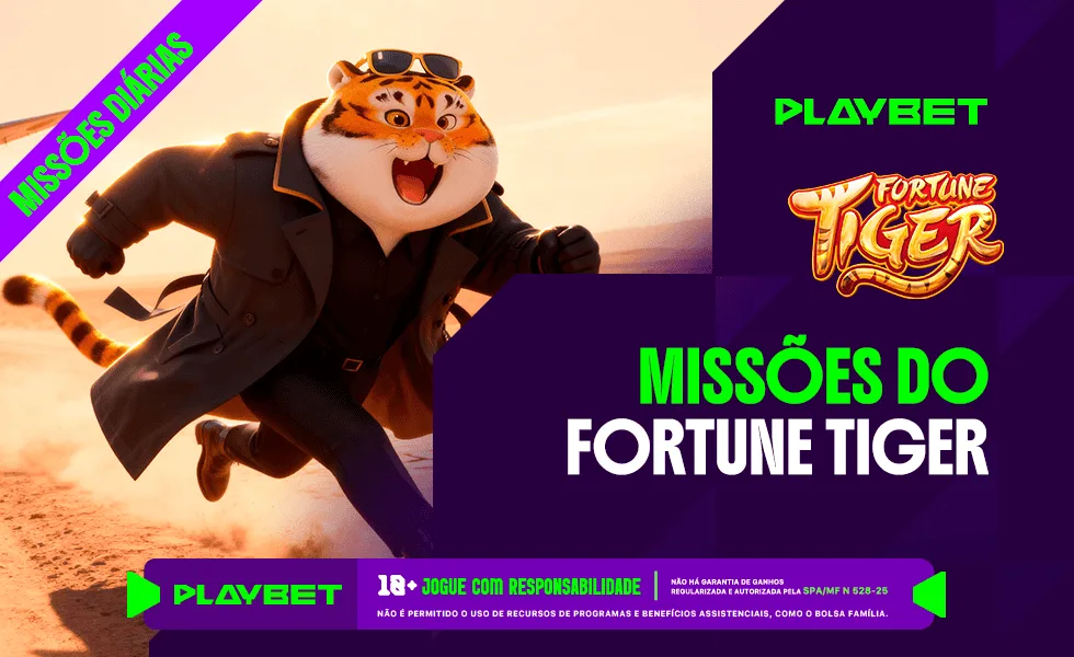 Imagem ilustrativa das Missões Play, da PlayBet, envolvendo o jogo Fortune Tiger