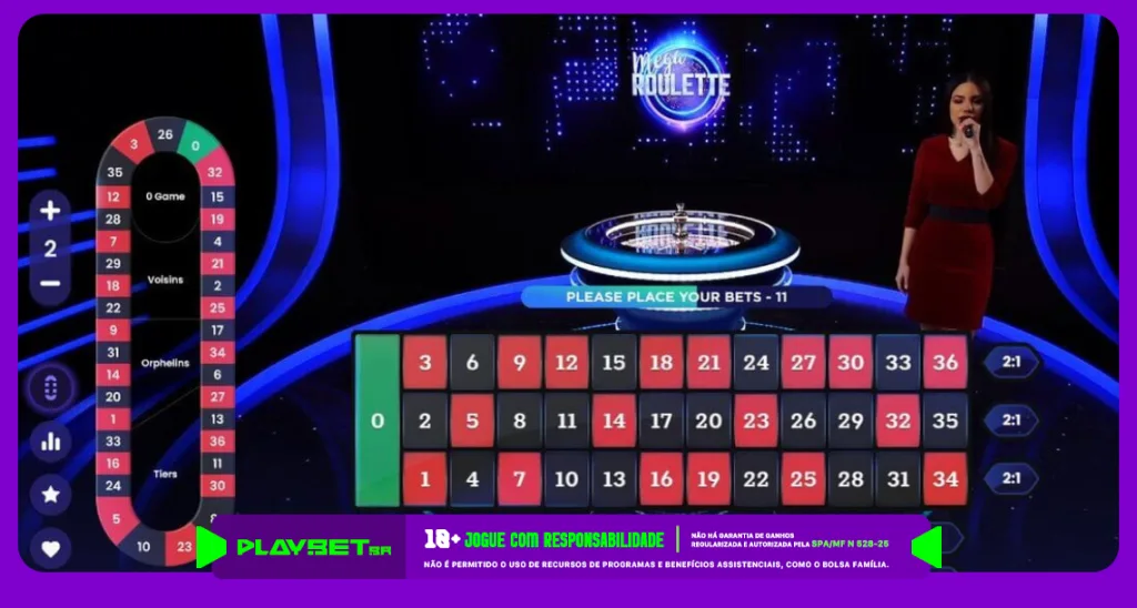 Imagem ilustrativa do jogo de cassino ao vivo "Mega Roleta", disponível na Play