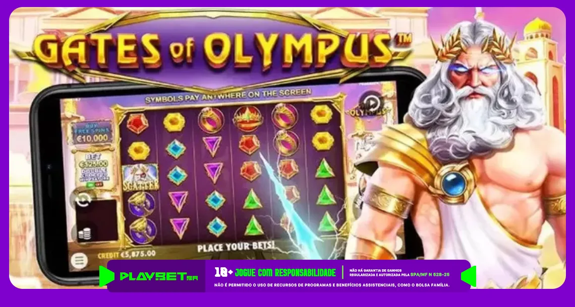 Imagem ilustrativa do jogo Gates of Olympus, da Pragmatic Play, disponível na Play.Bet.Br.