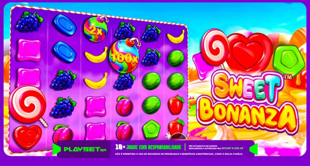 Imagem ilustrativa do jogo Sweet Bonanza, disponível na Play.Bet.br