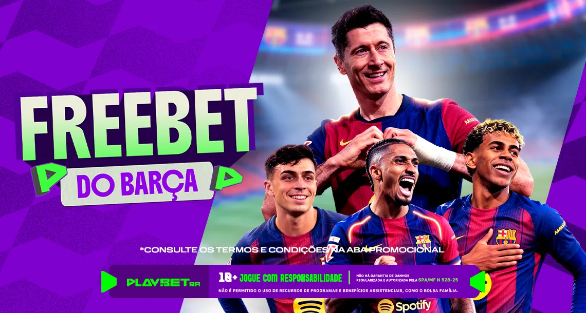 Imagem ilustrativa da promoção da Play.bet.br, envolvendo o jogo do Barcelona, valendo Freebets