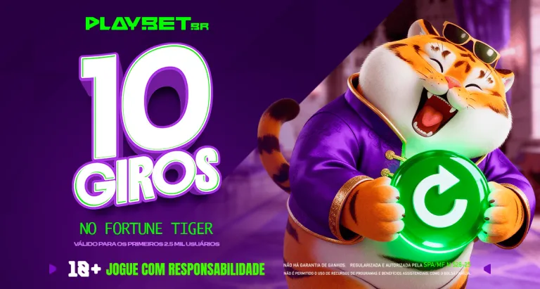 Imagem ilustrativa da promoção da Play, valendo 10 giros grátis no Fortune Tiger