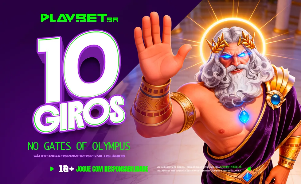 Imagem ilustrativa da promoção da Play, valendo 10 giros grátis no Gates of Olympus