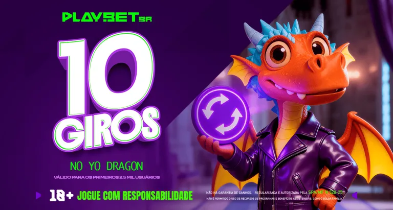 Imagem ilustrativa da promoção da Play, valendo 10 giros grátis no Yo Dragon