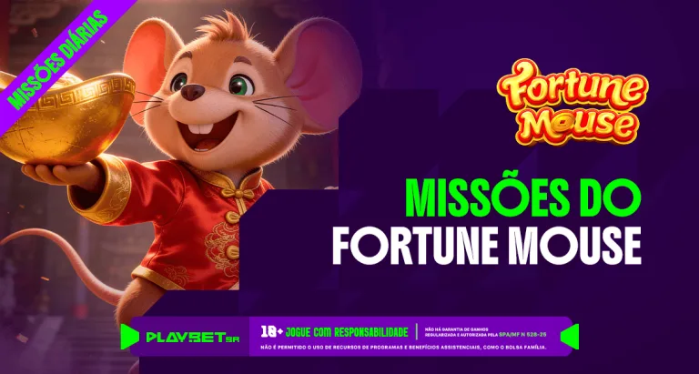 Imagem ilustrativa das Missões envolvendo o jogo Fortune Mouse, na Play.Bet.br