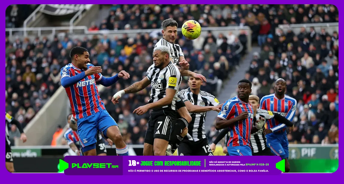 Imagem ilustrativa dos jogadores do Crystal Palace e do Newcastle. Foto: Newcastle/Divulgação.
