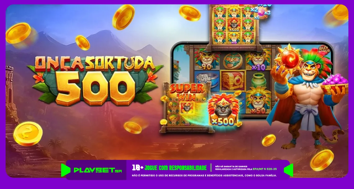 Imagem ilustrativa do slot Onça sortuda 500, da TaDa Gaming, disponível na Play.Bet.Br.