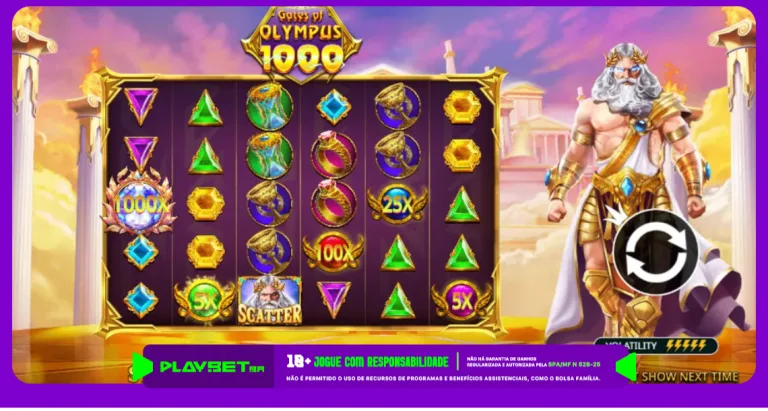 Imagem ilustrativa do jogo Gates of Olympus 1000, da Pragmatic Play, disponível na Play.Bet.Br.