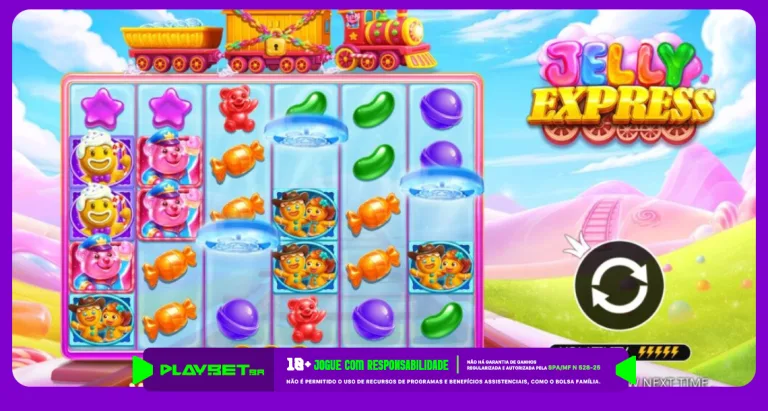 Imagem ilustrativa do Jelly Express, slot lançamento da Pragmatic Play, disponível na Play.Bet.Br.
