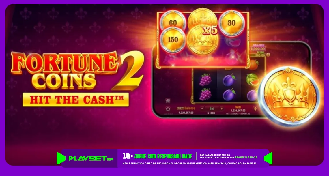 Imagem ilustrativa do jogo Fortune Coins 2, disponível na Play.Bet.br.