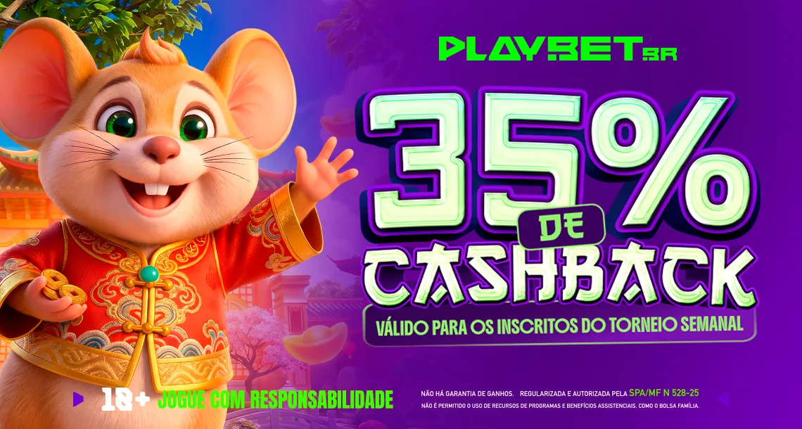 Imagem ilustrativa da promoção de 35% de cashback do torneio semanal da Play.