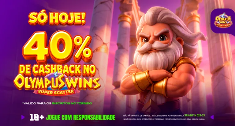 Imagem ilustrativa do cashback de 40% no Olympus Wins Super Scatter.