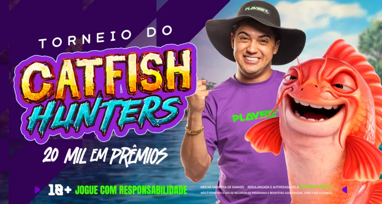 Imagem ilustrativa do torneio semanal "Catfish hunters", disponível na Play.bet.br.