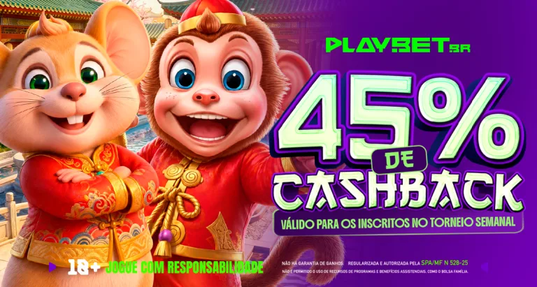 Imagem ilustrativa da promoção de 45% de cashback do torneio semanal da Play.