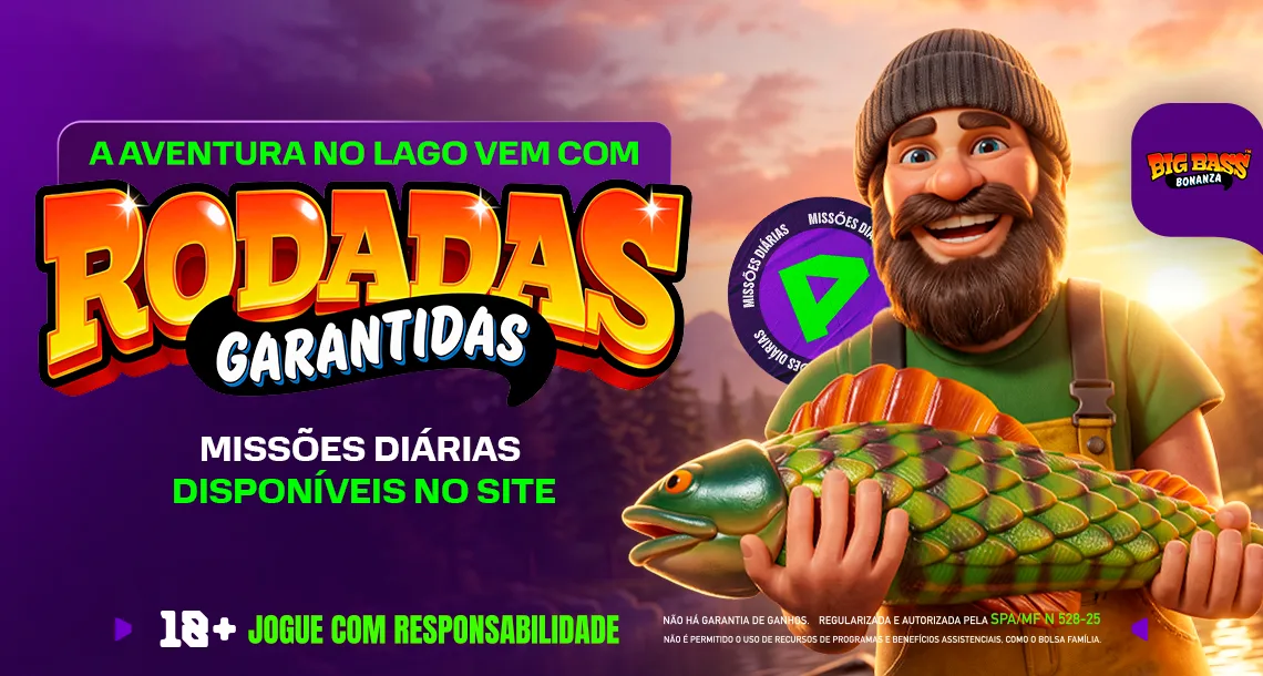 Imagem ilustrativa das missões play com o jogo Big Bass Bonanza, disponível na Play.Bet.br