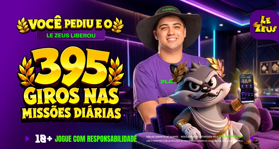 Imagem ilustrativa da missão do dia com o slot Le Zeus, disponível na Play.bet.br.