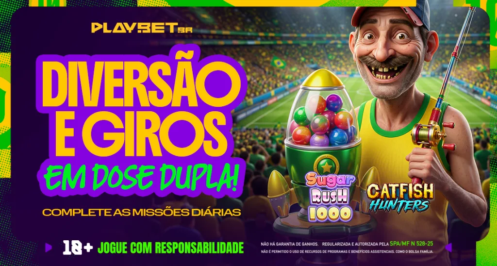 Imagem ilustrativa das missões da Play nos slots Sugar Rush 1000 e Catfish Hunters
