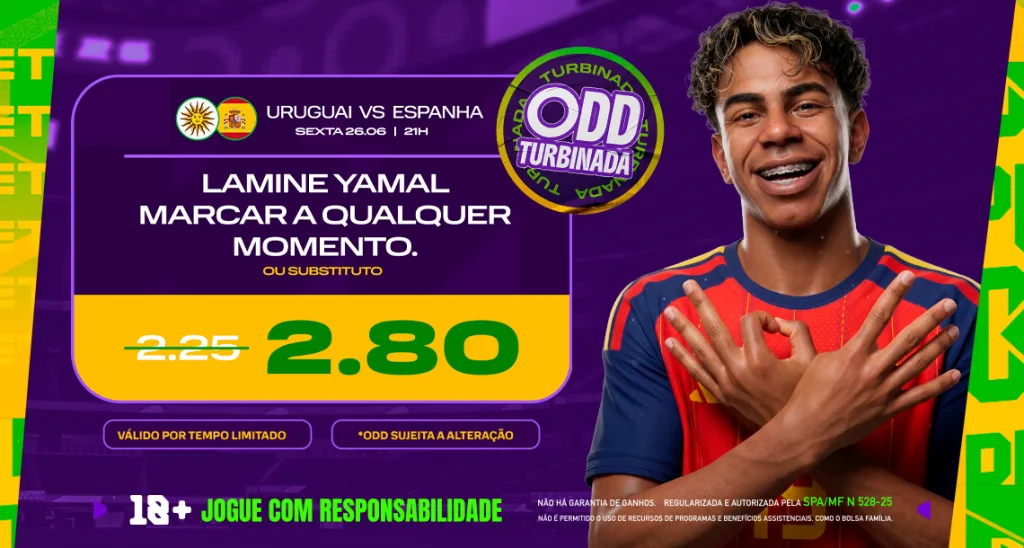 Imagem ilustrativa sobre a Odd Turbinada da Play para Uruguai x Espanha