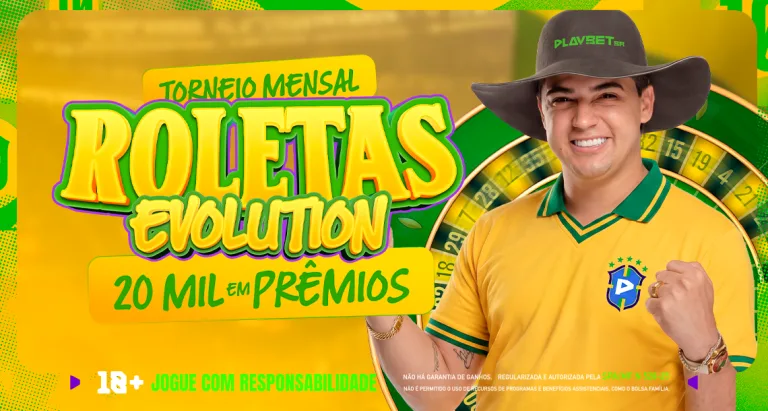 Imagem ilustrativa do Torneio Mensal das Roletas Evolution na Play.bet.br.