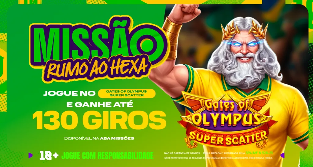 Imagem ilustrativa sobre a Missão Rumo ao Hexa da Play com o Gates of Olympus Super Scatter