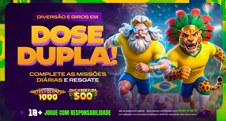 Imagem ilustrativa das missões da Play para os slots Gates of Olympus 1000 e Onça Sortuda 500