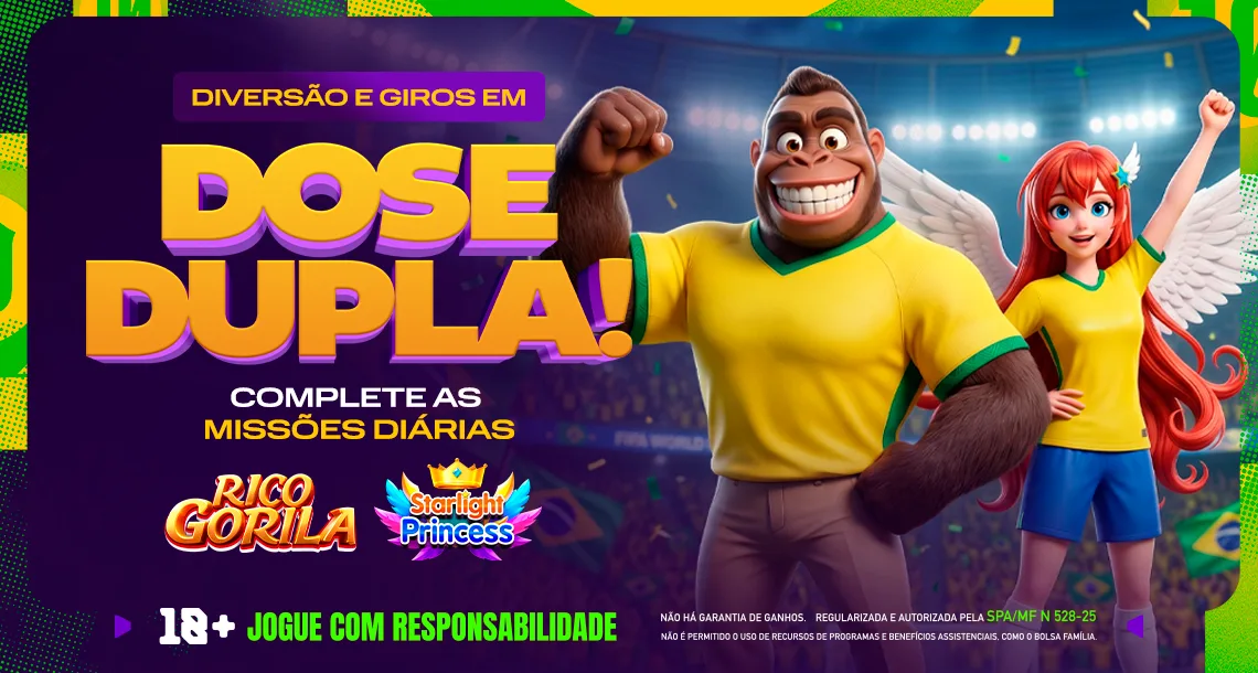 Imagem ilustrativa das missões do Starlight Princess e Rico Gorilla na Play