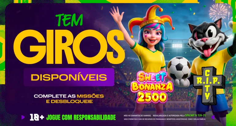 Play libera giros nas missões do dia nos slots Sweet Bonanza 2500 e RIP City