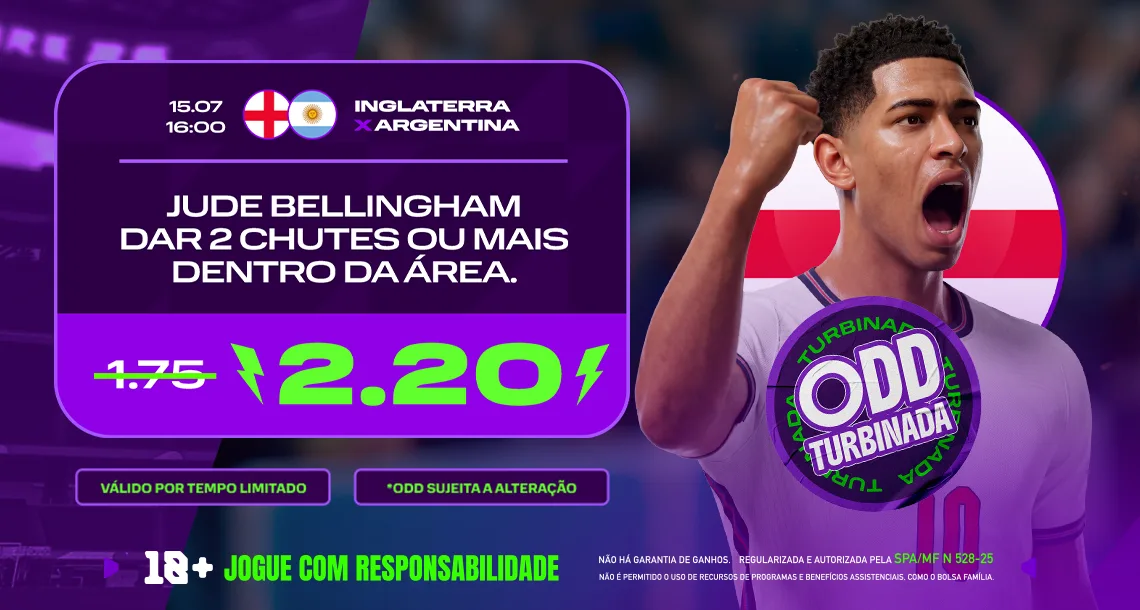Imagem ilustrativa sobre a Odd Turbinada da Play para Inglaterra x Argentina